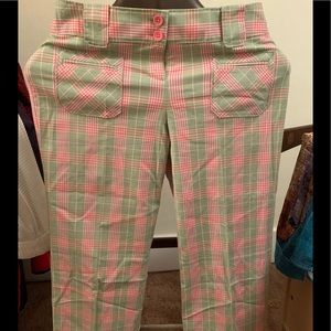 Watermelon Plaid Pants, Ann Taylor Loft, Size 2